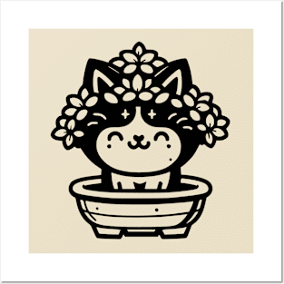 Cute Bonsai Cat Posters and Art